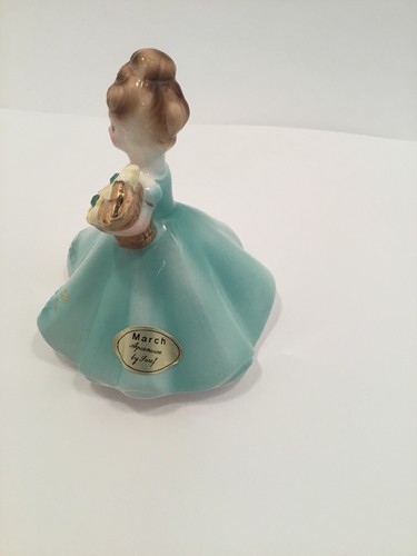 Vintage Josef Originals March Birthday Month Girl Figurine Aquamarine