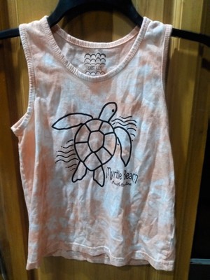 Exist Kids Girl's Orange/White Myrtle Beach South Carolina Tank Top Size M