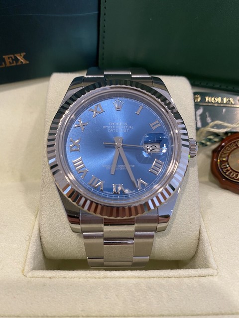 datejust 41 blue dial roman numerals