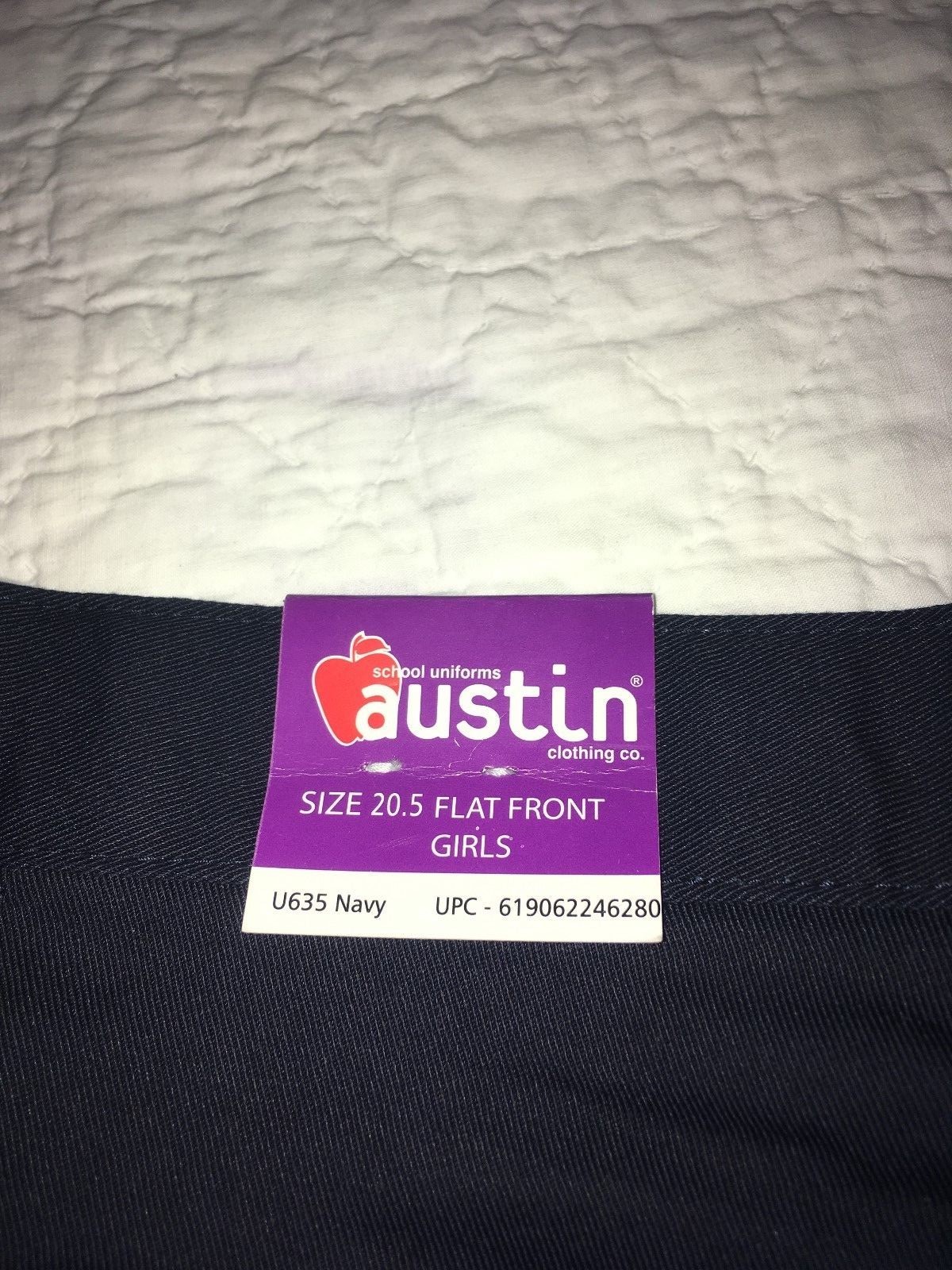 Austin Schl Uniform Navy Blue GIRLS Sz 20.5  FLAT Zipper FRONT PANTS Adjustable