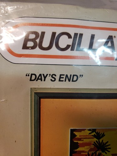 Vintage Bucilla Needlepoint Kit Day's End Embroidery Mesh 14x17 Sunset 70s 4804