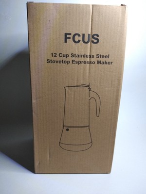 *NEW* FCUS 12 Cup Stainless Steel Stovetop Espresso Maker