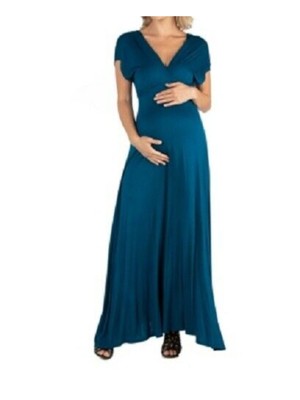 

24SEVEN Женское бирюзовое платье с развевающимися рукавами в полный рост с завышенной талией для беременных, Teal