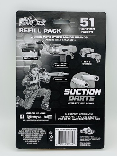 Air Warriors Buzz Bee Toys 51 Yellow Suction Darts Refill Pack Item 54100