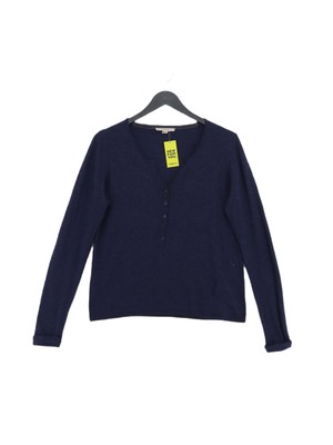 Esprit Women's Top S Blue Polyamide with Other, Wool Long Sleeve V-Neck Basic