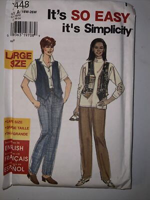 Simplicity So Easy 7448 Pattern Pull On Pants And Vest Plus Size 18W-26W UNCUT