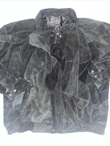 Vintage LEATHER WORKS Insulated Bomber Patchwork Leather Jacket Suede Mens XL