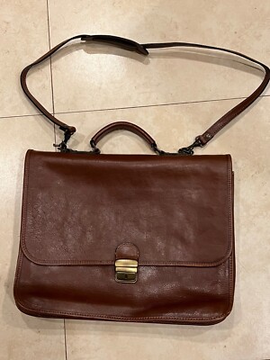 Vera Pelle Genuine Leather Brown Briefcase Computer Bag Made in Italy