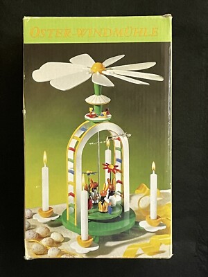 Vintage German Easter Windmill with Bunnies, Flowers, Candles