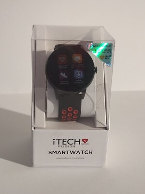 iTech Fusion Smartwatch Android & iOS Compatible Black/Red. Father's Day gift 