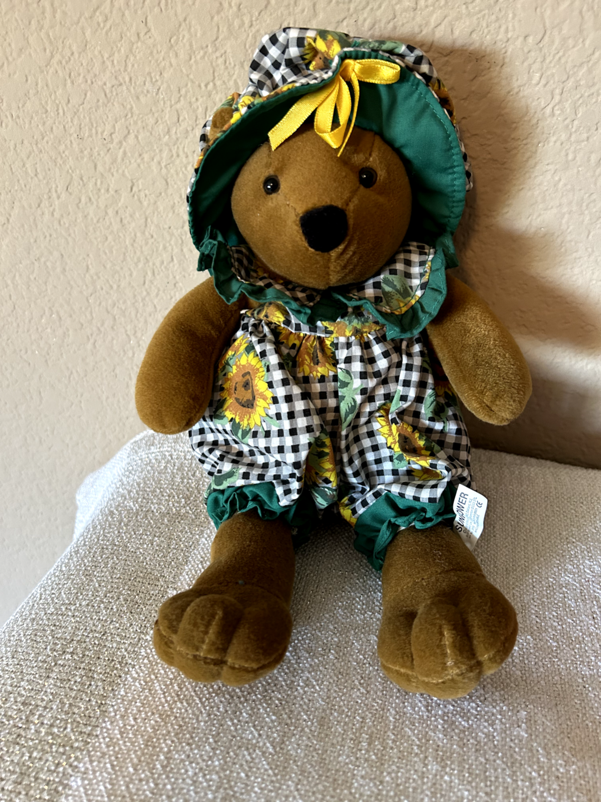 Vintage Russ Berrie SUNFLOWER Plush Teddy Bear Stuffed Animal No. 3155