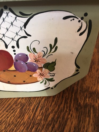 Handmade wooden box, Muffins,floral, Lid Dated 1989