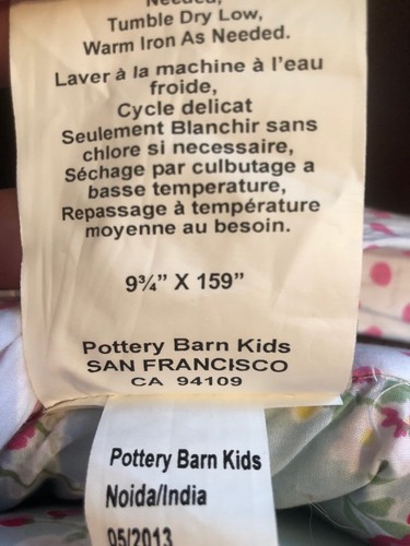 Pottery Barn Kids Floral Quilted Crib Bumper