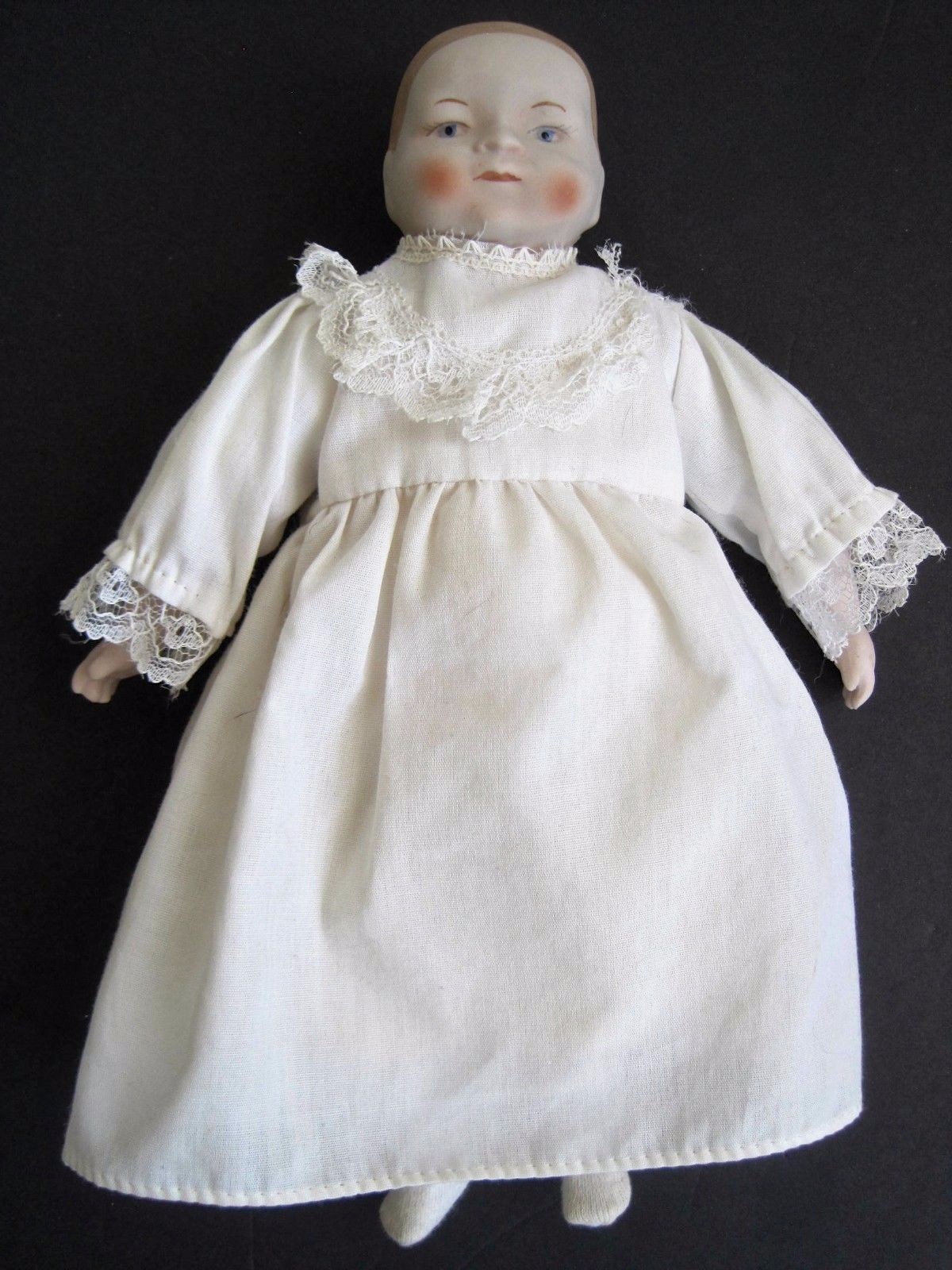 Vintage Porcelain Bisque Cloth Body Victorian Replica Baby Doll 10