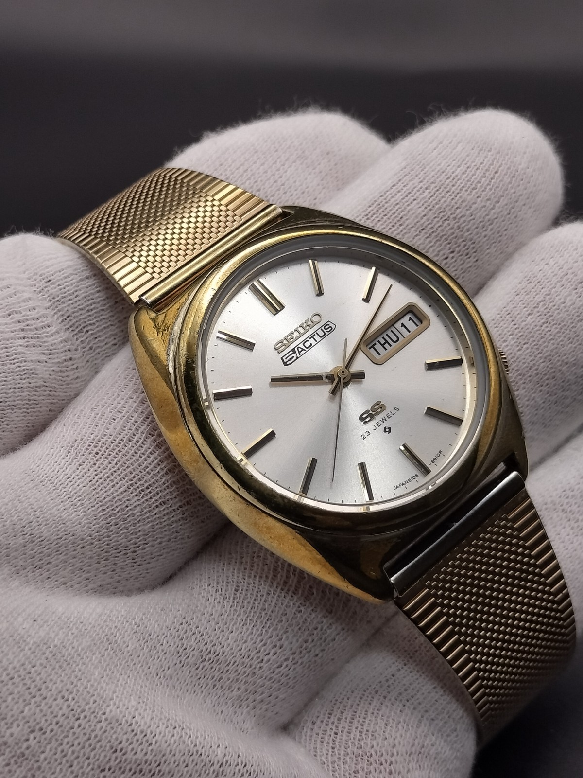23石☆SEIKO 5 ACTUS 6106-8670 腕時計 SS 自動巻き デイデイト