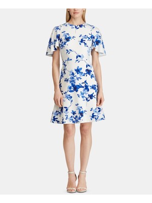 

LAUREN RALPH LAUREN Женское белое платье выше колена с коротким рукавом, Белый