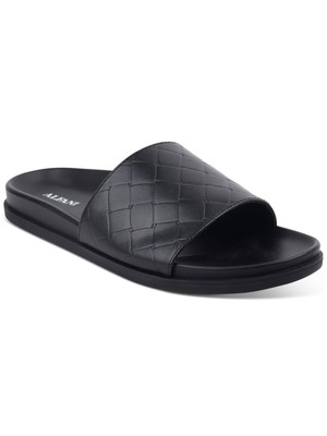 

ALFANI Мужские черные стеганые сандалии без застежек Atlas Round Toe Slip On Slide, Черный, 100147833