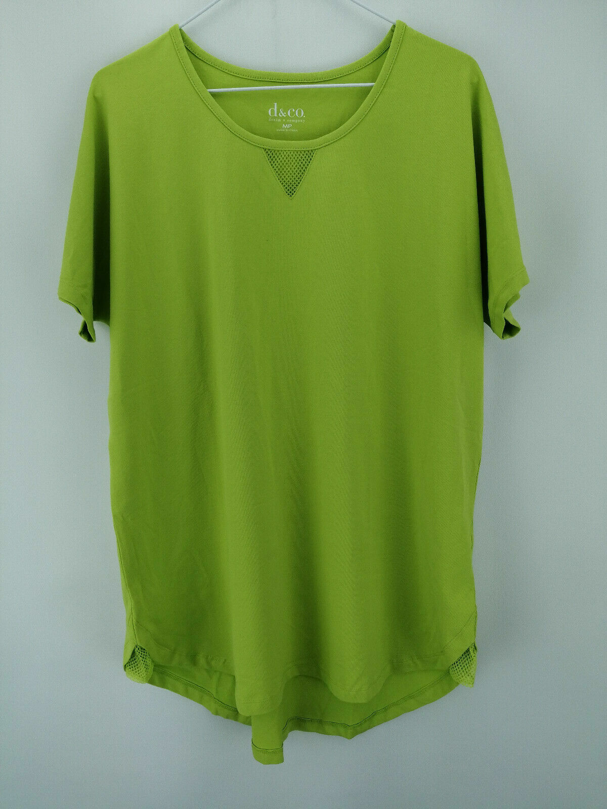 トップス ap Denim & Co. Active Short Sleeve Top w/Mesh-Bright Lime