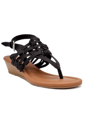 Женские черные плетеные босоножки на танкетке Simone с открытым носком и ремешками на танкетке 10 М