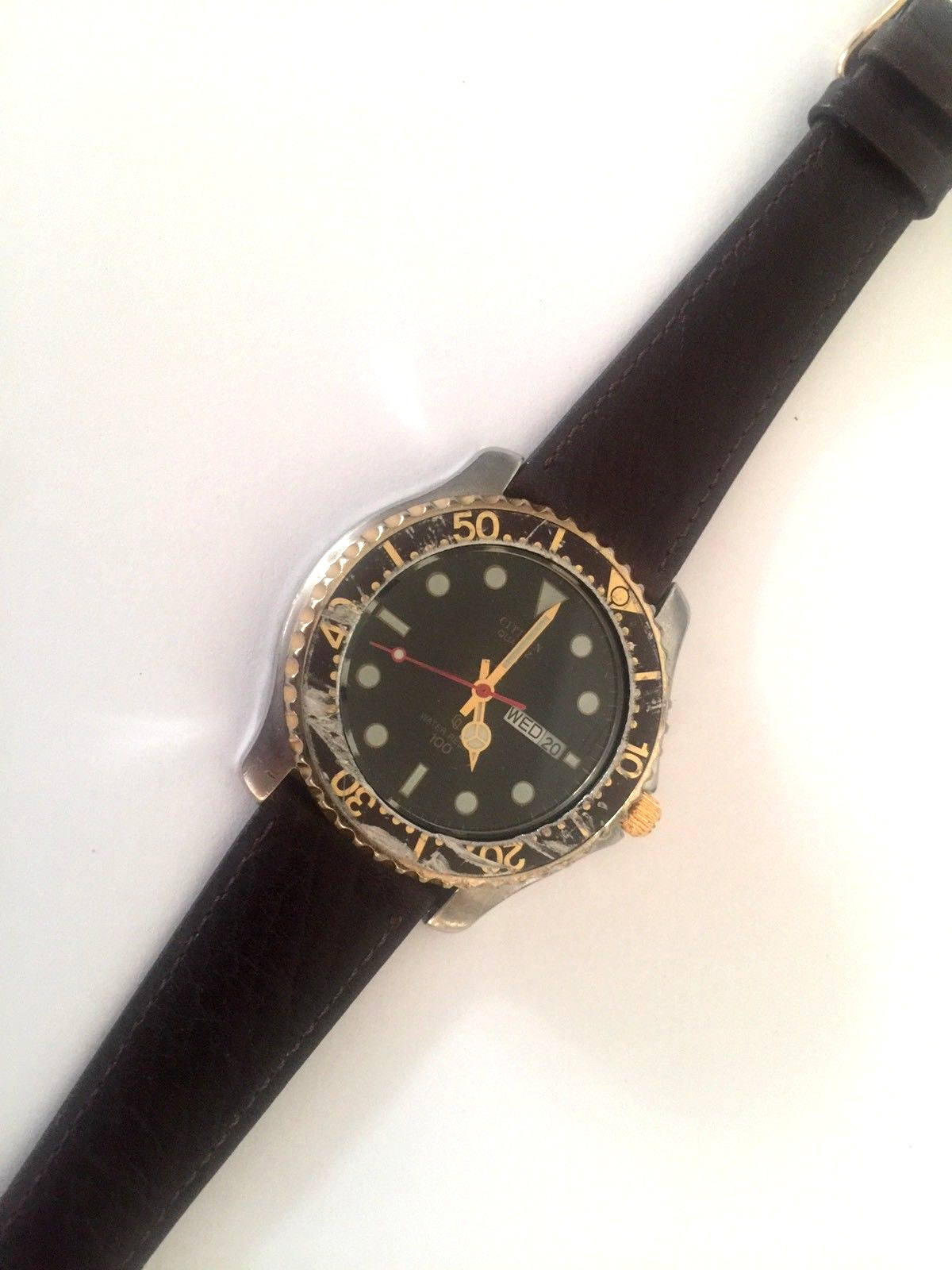 Наручные часы Citizen Quartz Water Resistant 100 Day Date Men's Diver Watch  6100 G03448K GN4S : купить с доставкой из США, цена 10 195 руб -  (352551152448)