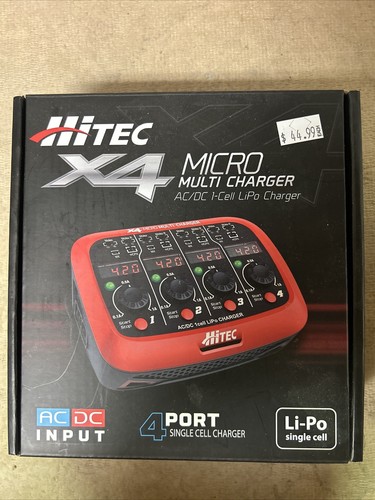 Hitec X4 Micro Multi Charger 44212 AC/DC 1-cell LiPo charger&nbsp; 4 port single cell