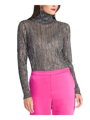 

RACHEL RACHEL ROY Женский серебряный топ с длинным рукавом и высоким воротником