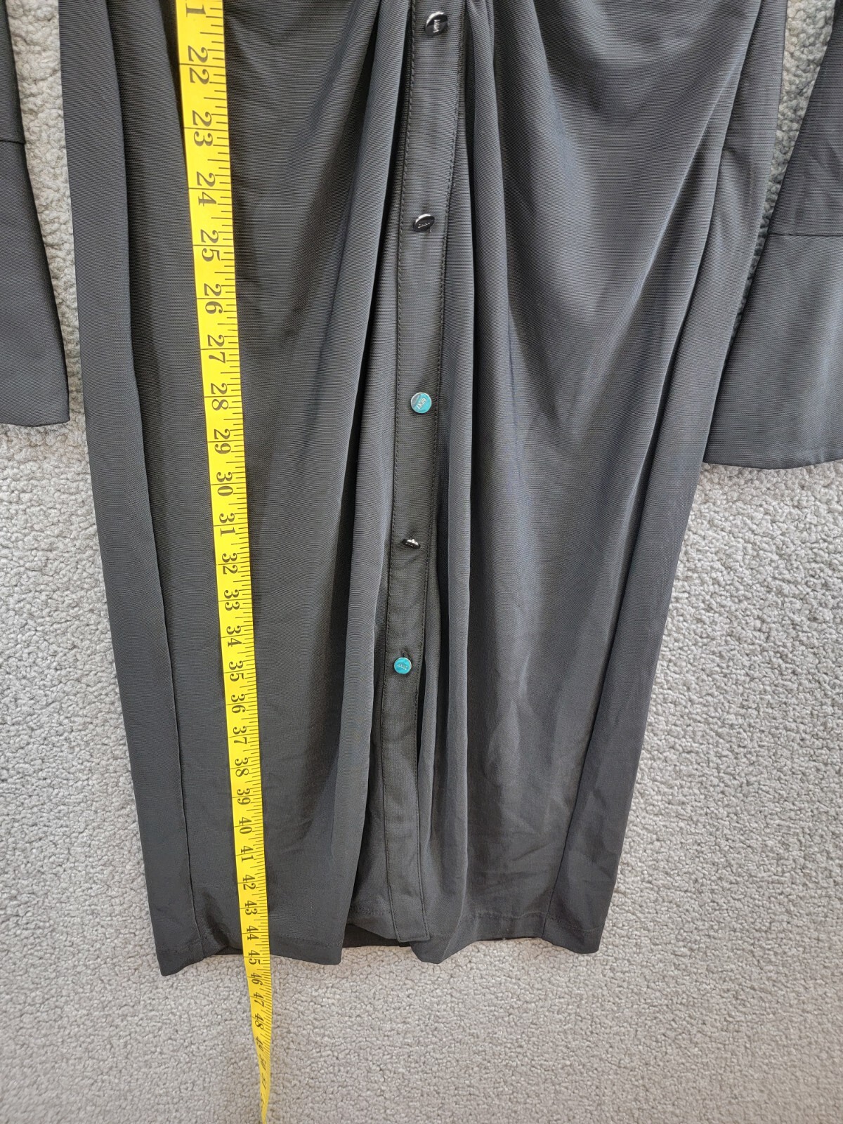 DKNY Collared Mesh-Sleeve Button-Up Shirtdress Women's 2 Black Button/Zip L/S - Picture 8 of 17