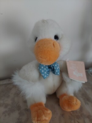 Russ Caress Soft Pets GILBERT GOOSE W/ BLUE BOWTIE Plush STUFFED ANIMAL Toy