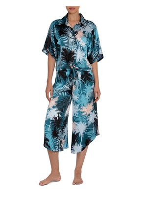 

MIDNIGHT BAKERY Мужская бирюзовая рубашка на пуговицах Izzy, широкие брюки, пижама, Turquoise