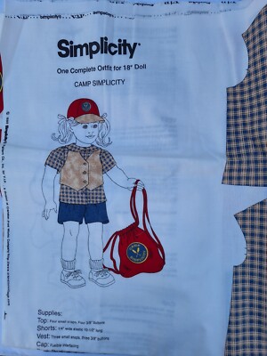 Simplicity 18'' Camp Simplicity Panel Doll Outfit cut sew fits American Girl