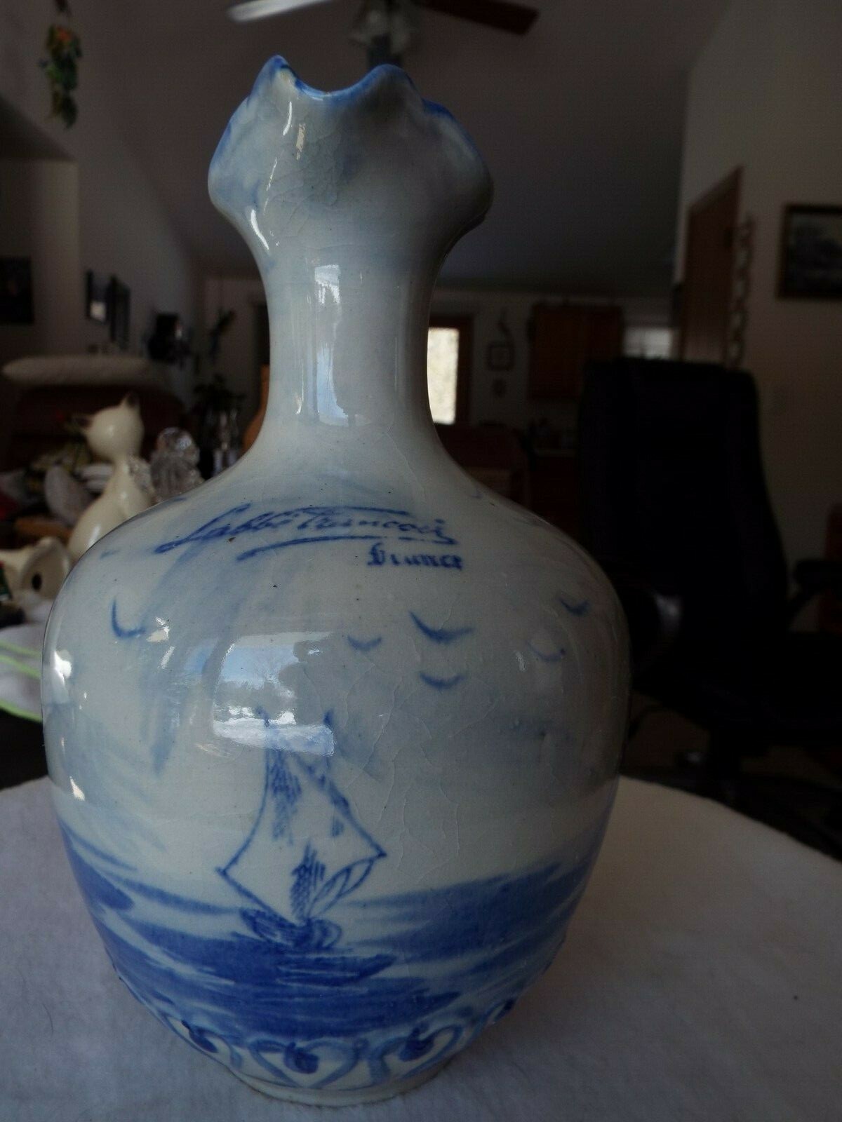 Vintage 1930-1940 Signed Labbé Francois Liquor Decanter Hand Painted  France