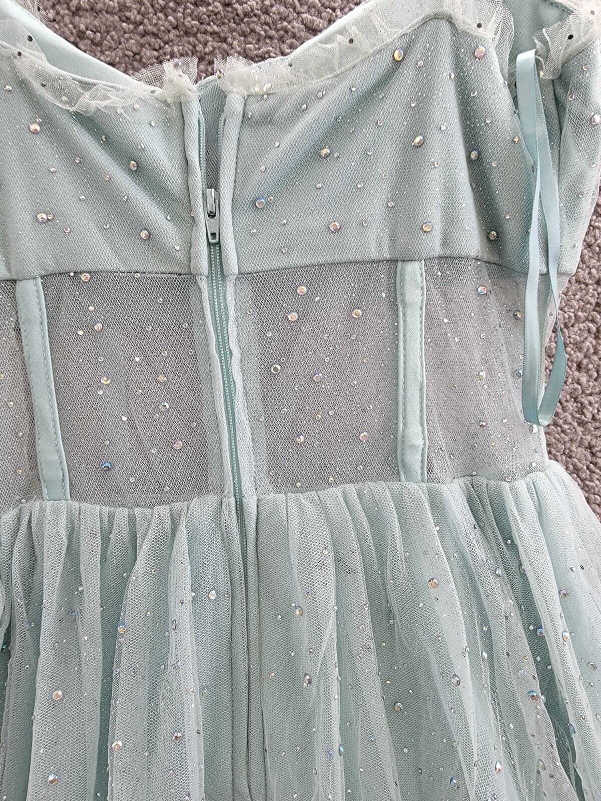 Say Yes to the Prom Rhinestone-Embellished Mesh-Waist Gown Juniors' 3/4 Seagreen - Picture 12 of 16