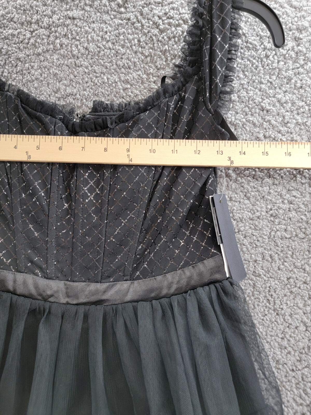 City Studio Tiered Mesh Off-The-Shoulder Fit & Flare Dress Juniors' 9/10 Black - Picture 5 of 16