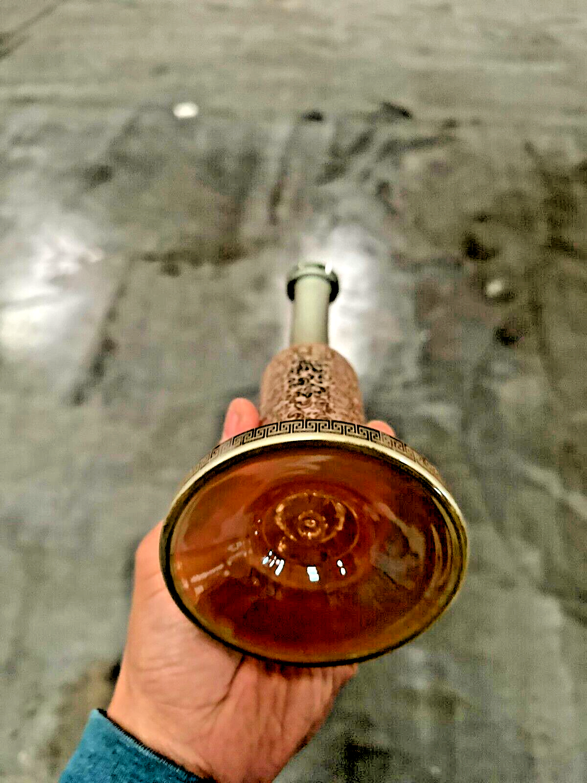 10" Carved craft Glass Bongs Smoking Glass Water Pipe with 14mm Round handle