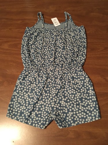 NEW Girls Children's Place Floral Chambray Rompers Sizes 56, 7/8 & 10/12