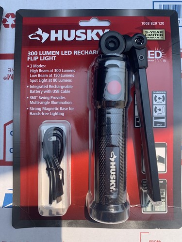Husky LED 300 Lumen LED Rechargeable flip Work light Mechani