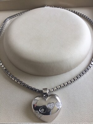 Chopard 18k White Gold and Dimonds Heart Pendant   Necklace .Swiss Made