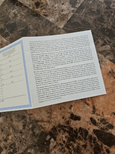 Panerai OEM Watch COSC Certificate Original Authentic SWISS MADE 