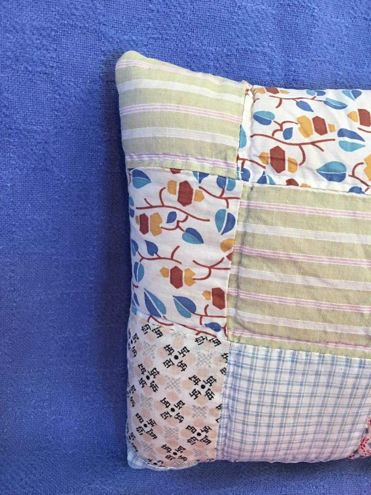 Primitive OOAK handmade vintage farmhouse chic pillow~patchwork, colorful patina