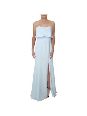 XSCAPE Womens Ivory Slitted  Gown Popover Strapless Full-Length Evening Dress 6
