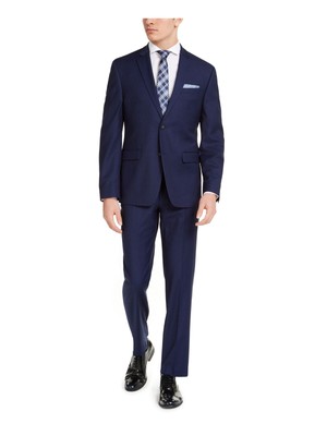 

PERRY ELLIS PORTFOLIO Мужской синий однобортный приталенный костюм