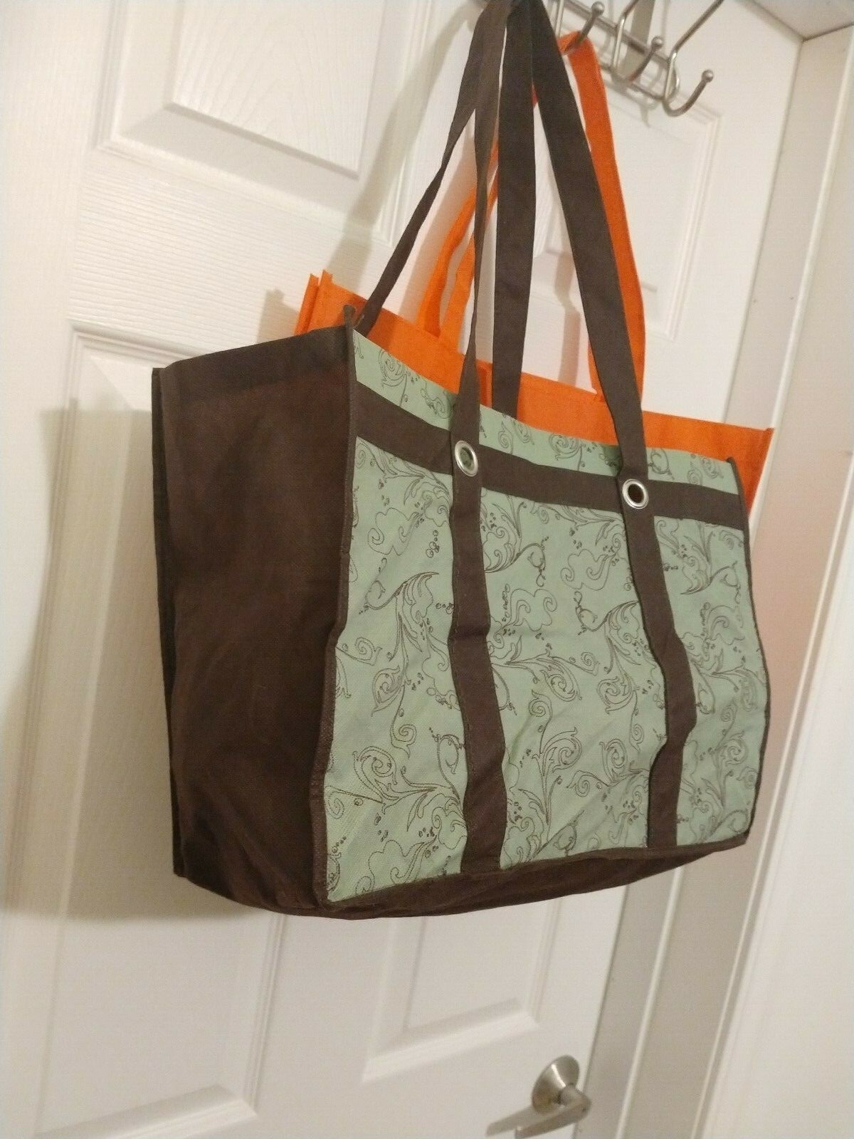 Set of 2 Fabric Tote Bags Grocery Large