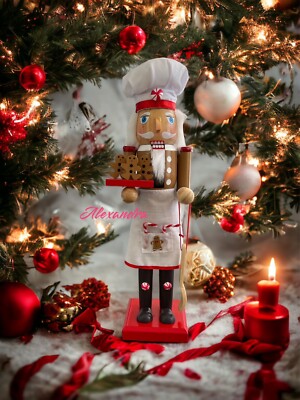 14  Gingerbread Baker Nutcracker  Peppermint Candy Cookies Chef Christmas Decor