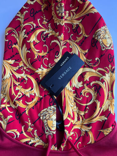 Pre-owned Versace $1150  Medusa Baroque Print Sweatshirt With Hoodie Red S 1003253