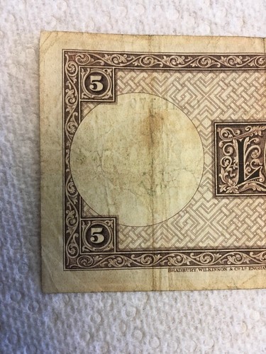 1928 ICELAND 5 KRONUR Note Antique Icelandic Money World Banknote Currency