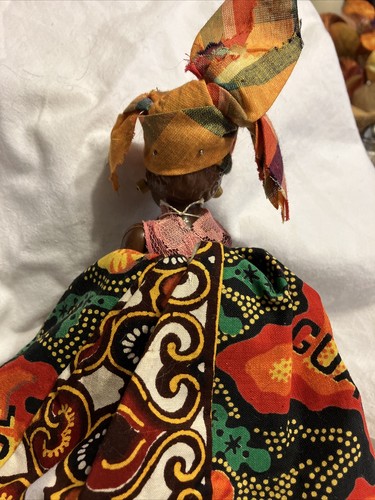 Vintage Black Jamaican/ Caribbean Doll 7&rdquo; Unique with Flowing Dress