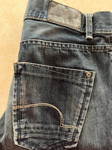 その他 TEN DENIM 32 BLUE EDC Brand Jeans Mens 32x34 Dragon Fit Distressed Dark Blue