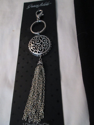 Grace Adele Silver Tone  Purse Charm Keychain