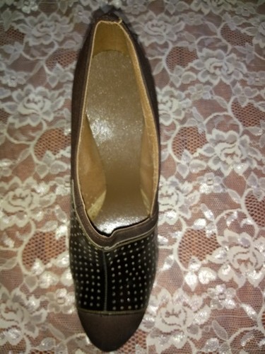 True Vintage Brown Suede Slip on Oxford Shoes Art Deco 1920/1930s