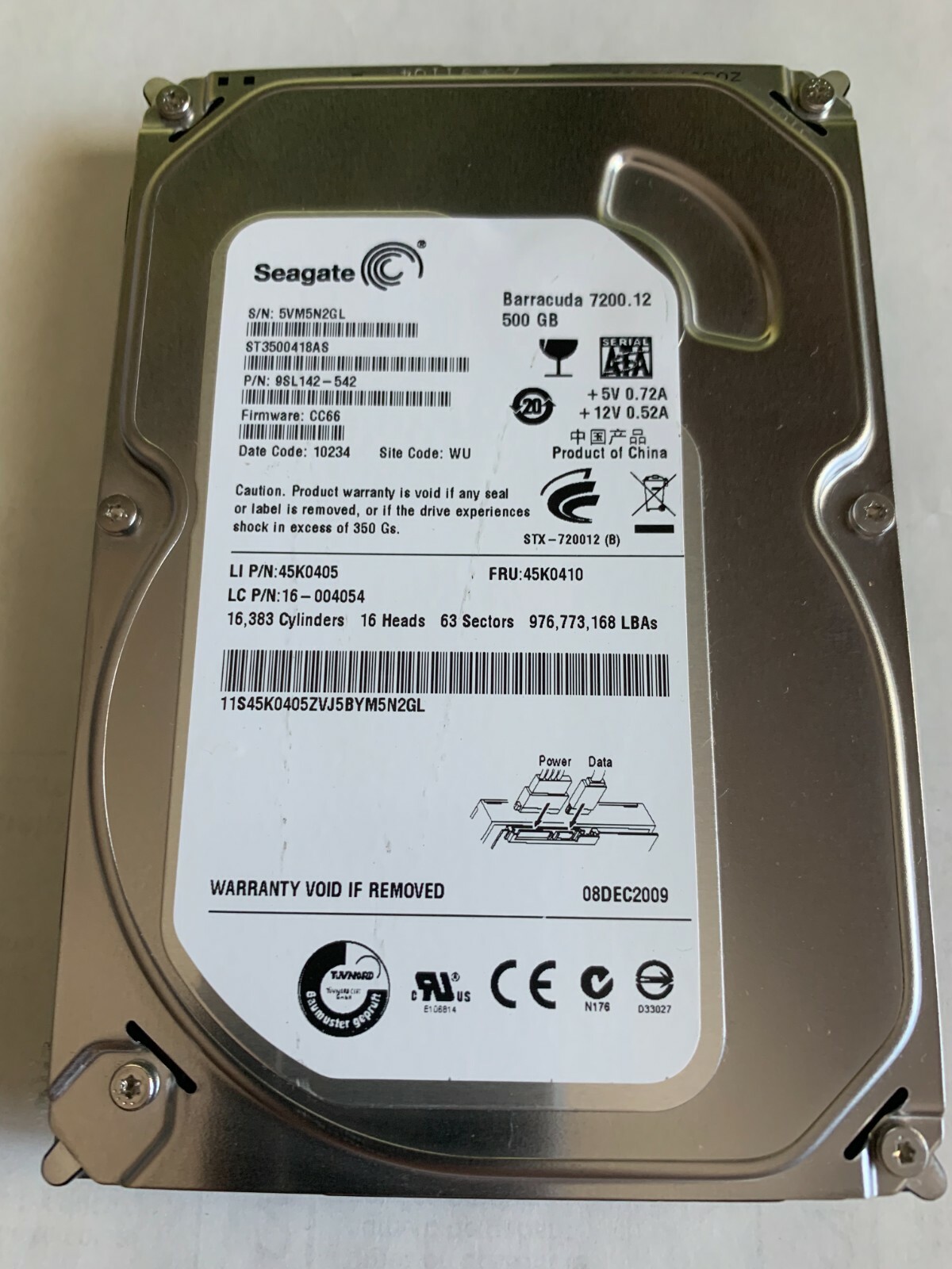 Seagate Barracuda 7200.12 st3500418as 500 GB 7200 RPM 16 MBキャッシュSATA 3 ST3500418AS | Seagate BarraCuda 7200.12 | 500GB SATA 3.5